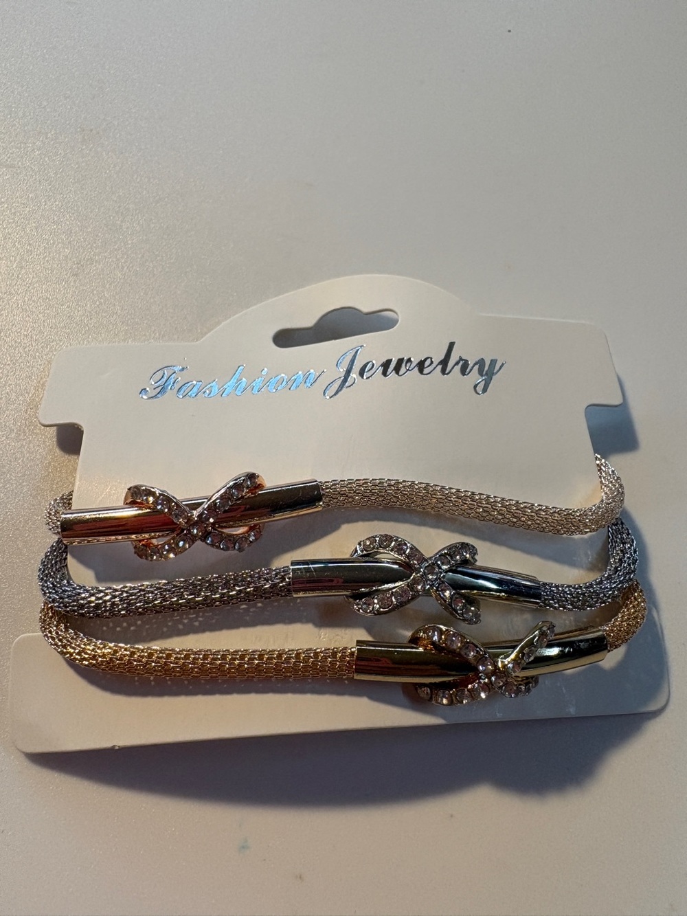 Fashion Jewelry Silver and Gold Knotted Mesh Bracelet Trio